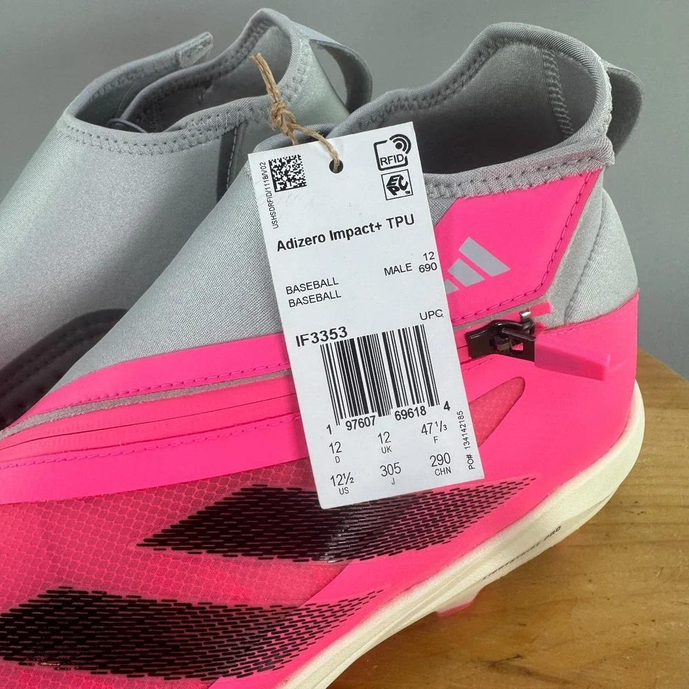 Adidas Adizero Impact+ TPU BSB Men's Size 12.5 Baseball Cleats Molded Pink Grey‎